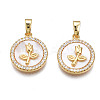Brass Micro Pave Clear Cubic Zirconia Pendants KK-N233-165-2