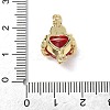 Brass with Glass Dark Red Sacred Heart Connector Charms X-KK-L253-27G-01-3