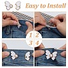 12Pcs 2 Colors Butterfly Alloy Enamel with Plastic Pearl Adjustable Jean Button Pins FIND-AR0005-47-3