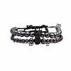 2Pcs Synthetic Non-magnetic Hematite Multi-Strand Braided Bead Bracelet Sets CG0194-2-1