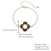 Glass Seed Beaded Flower Link Bracelet with Golden Stainless Steel Chains EZ8902-2-2
