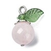 Natural Rose Quartz Fruit Pendants PALLOY-TA00077-01-2