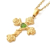304 Stainless Steel Pave Natural Stone Pendant Necklaces for Women NJEW-U009-03G-01-1
