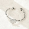 Heart 304 Stainless Steel Open Cuff Rings for Women LS-RJEW-G338-14P-1