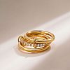 Brass Micro Pave Cubic Zirconia Finger Rings FS-WG6545E-24-1