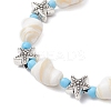 Ocean Theme Natural Shell & Alloy Beaded Stretch Bracelets for Men Women BJEW-JB12387-03-3