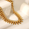 304 Stainless Steel Spiked Horse Eye Beaded Necklaces for Women NJEW-Z080-01G-1