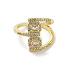 Brass Pave Cubic Zirconia Open Cuff Rings RJEW-M170-01G-2