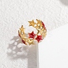 304 Stainless Steel Enamel Cuff Rings for Women RJEW-F198-01G-2