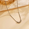 Non-Tarnish 304 Stainless Steel Cable Chain Round Beads Pendant Necklaces for Women NJEW-Z047-02P-1