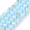 Electroplate Opaque Solid Color Glass Beads Strands EGLA-A044-P8mm-L06-1
