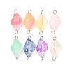 8Pcs 8 Styles Transparent Spray Painted Glass Links Connector Charms PALLOY-JF04464-1