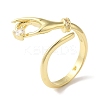 Brass Micro Pave Clear Cubic Zirconia Hand Open Cuff Rings for Women LS-RJEW-C098-14G-1