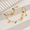 Elegant Brass Hollow Heart & Plastic Blue Faceted Cone Pendant Anklets for Women Vacation and Daily Wear DO5106-6