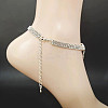 Alloy Full Crystal Rhinestone Heart Tassel Anklets for Women FS-WG2BEDF-01-3