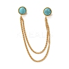 304 Stainless Steel Pave Dyed Synthetic Turquoise Hanging Chain Brooch JEWB-S021-04G-04-2