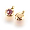 304 Stainless Steel Rhinestone Charms STAS-P237-10G-15-2