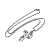 201 Stainless Steel Hollow Rose Cross Pendant Necklaces NJEW-H065-31P-2
