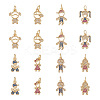 Fashewelry 16Pcs 8 Style Brass Micro Pave Mixed Color Cubic Zirconia Pendants ZIRC-FW0001-03-1