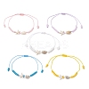 Synthetic Turquoise & Glass Seed Beads & Shell Braided Bead Bracelets BJEW-MZ00331-3