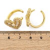 Heart Brass Micro Pave Clear Cubic Zirconia Cuff Earrings EJEW-H158-21G-5