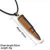 Natural Tiger Eye Bullet Shaped Pendant Black PU Leather Vintage Punk Style Hip Hop Necklaces for Men QC5862-2