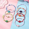 7Pcs Dyed Synthetic Turquoise & Electroplate Non-magnetic Synthetic Hematite Beads Stretch Bracelets BJEW-JB13428-1