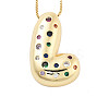 Brass Micro Pave Cubic Zirconia Letter Pendant Necklaces LS-KK-Z069-01G-L-1