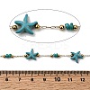 Handmade 304 Stainless Steel Synthetic Turquoise Starfish Link Chains CHS-L032-13G-05-2