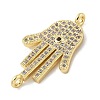 Rack Plating Brass Micro Pave Clear Cubic Zirconia Palm Connector Charms KK-A234-049G-2