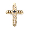 Rack Plating Brass Micro Pave Cubic Zirconia and Plastic pearl Pendants KK-Q786-08G-1