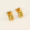 Chunk Letter 304 Stainless Steel Stud Earrings for Women LS-EJEW-G386-01E-G-1