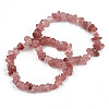 Unisex Chip Natural Strawberry Quartz Beaded Stretch Bracelets BJEW-S143-40-7