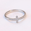Cross Stainless Steel Micro Pave Clear Cubic Zirconia Finger Rings for Women FS-WG88B59-01-2