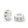 Brass Micro Pave Cubic Zirconia Rondelle European Beads KK-P297-04A-S-1