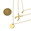 304 Stainless Steel Moon Pendant Triple Layered Necklace with Glass for Women NJEW-JN03871-3