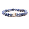 Natural Blue Spot Jasper & Synthetic Turquoise Beads Stretch Bracelets for Men Women QO0012-16-1