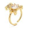 Rack Plating Brass Micro Pave Cubic Zirconia Open Cuff Rings for Women RJEW-S392-02G-B-1