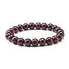 Natural Garnet & Lava Rock Round Beads Stretch Bracelets Set BJEW-JB06982-01-3