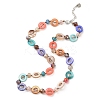 Bohemian Dyed Natural Shell Flat Round & Faceted Rondelle Glass Beaded Necklaces for Women NJEW-S456-01-2