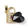 Real 18K Gold Plated Rack Plating Brass Micro Pave Clear Cubic Zirconia Pendants KK-C015-17G-14-1
