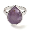 Natural Amethyst Teardrop Adjustable Rings RJEW-K371-08S-15-3
