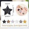 36Pcs 6 Style Star Glitter Hotfix Rhinestone FIND-GA0003-05-2
