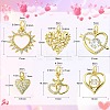 12Pcs 6 Styles Rack Plating Brass Pave Cubic Zirconia Pendants KK-CJ0002-05-2