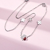 304 Stainless Steel FireBrick Enamel Ladybug Clover Link Chain Necklaces NJEW-R026-11P-2