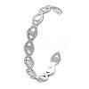 304 Stainless Steel Hollow Horse Eye Cuff Bangle for Women BJEW-D061-05P-2