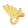 Leaf 304 Stainless Steel Open Cuff Rings for Women RJEW-G338-06G-4