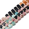 Synthetic Blue Goldstone & Natural Tiger Eye & Red Aventurine & Rhodonite & Dyed White Jade & Chinese Southern Jade Beads Strands G-H333-03C-2