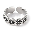 Flower 304 Stainless Steel Enamel Open Cuff Rings for Women RJEW-F166-31P-01-2
