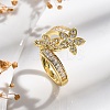 Rack Plating Brass Micro Pave Clear Cubic Zirconia Open Cuff Finger Rings for Women RJEW-M028-88G-2